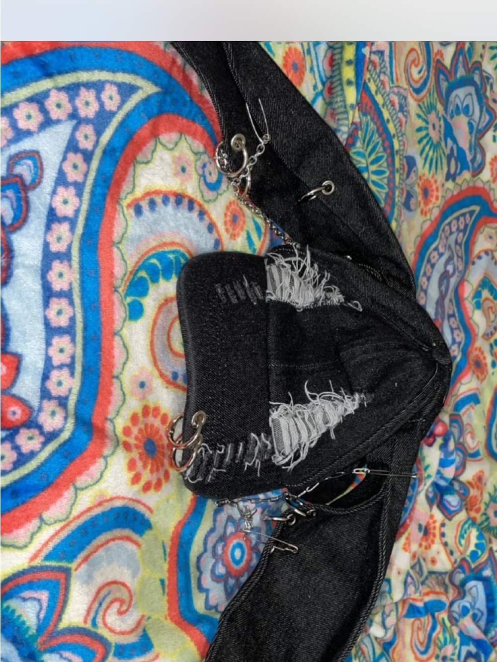Black Distressed Women's Jeans with Chain Hardware